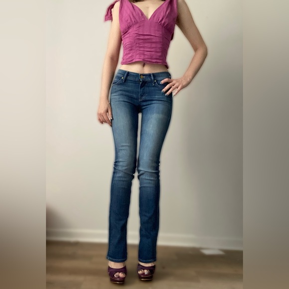 AUTHENTIC MOTHER JEANS THE SLIT RASCAL IN BLUE DENIM - Picture 2 of 16